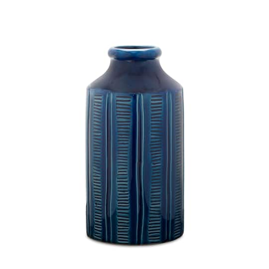 10" Navy Terracotta Vase